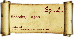 Szénásy Lajos névjegykártya